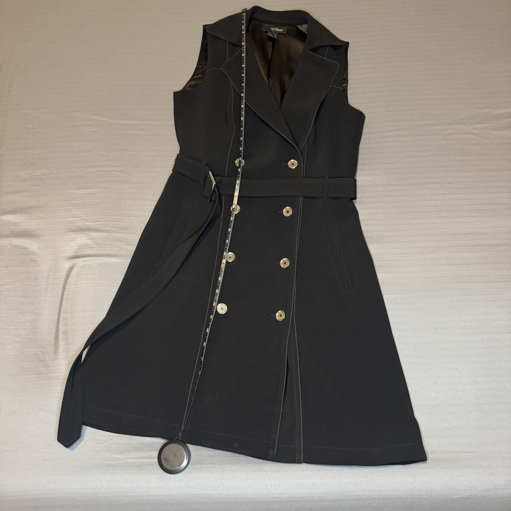 White House Black Market Sleeveless Trench Iconic Women Dress in Black Size 2 - Picture 3 of 5